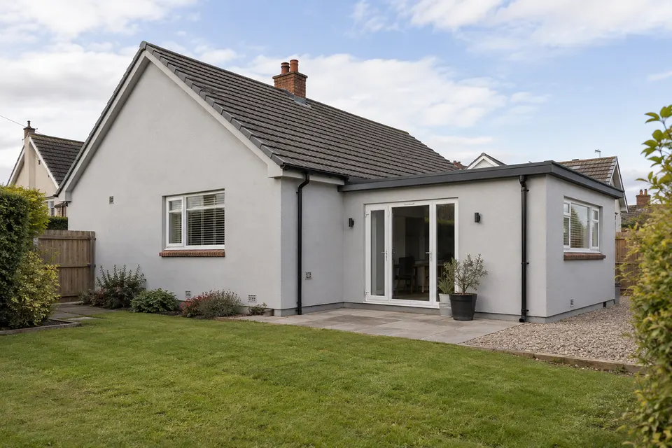 Illustrative property showing how a rendered elevation meets existing materials